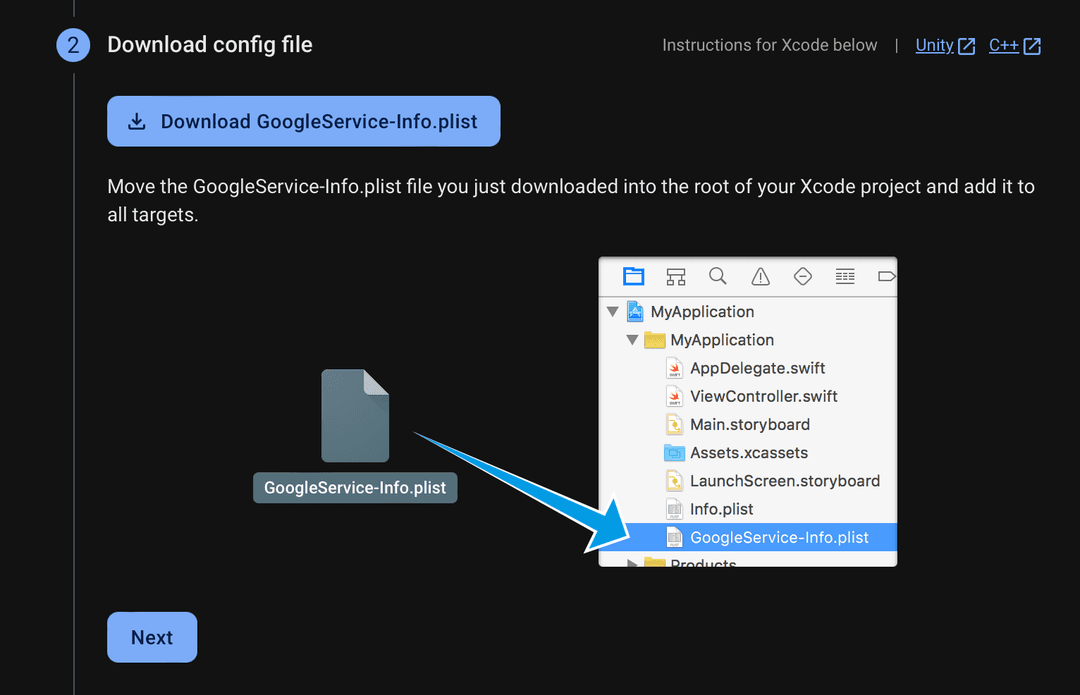 Download Firebase config iOS